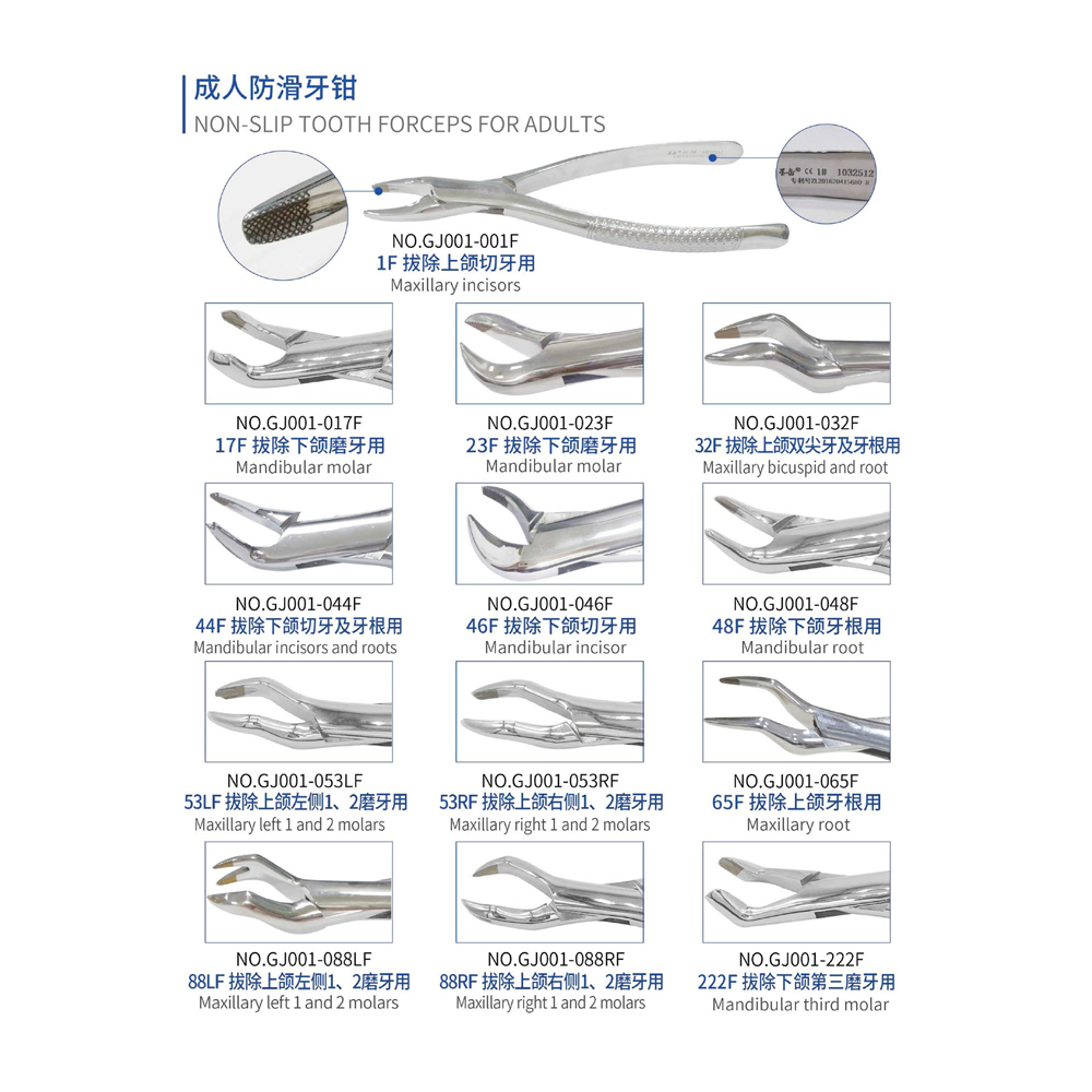 Non-slip tooth forceps for adults, Dental Instrument